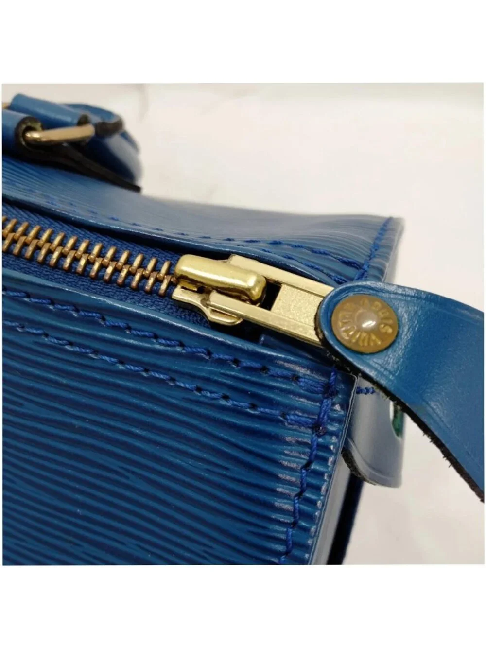 Authentic Louis Vuitton Speedy 25 Blue Epi Leather Handbag Satchel Bag
